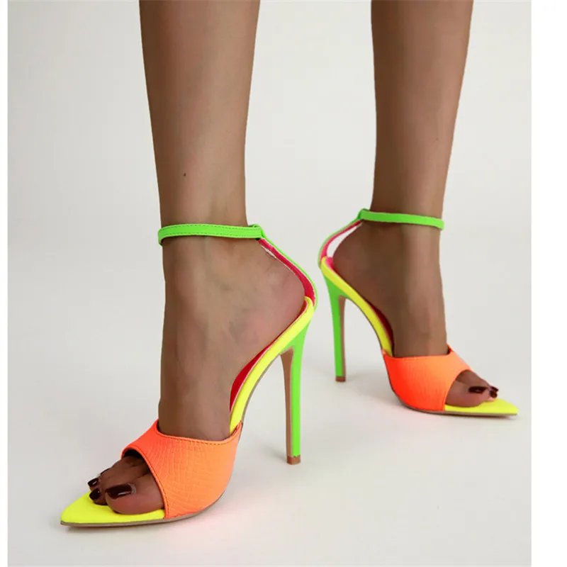 Summer New Sexy Pointed Toe Colorful Stilettos Women One Word Belt Open Toe Sandals Fashion Party Banquet Dress Shoes Woman 2022
Summer New Sexy Pointed Toe Colorful Stilettos Women One Word Belt Open Toe Sandals Fashion Party Banquet Dress Shoes Woman 2022