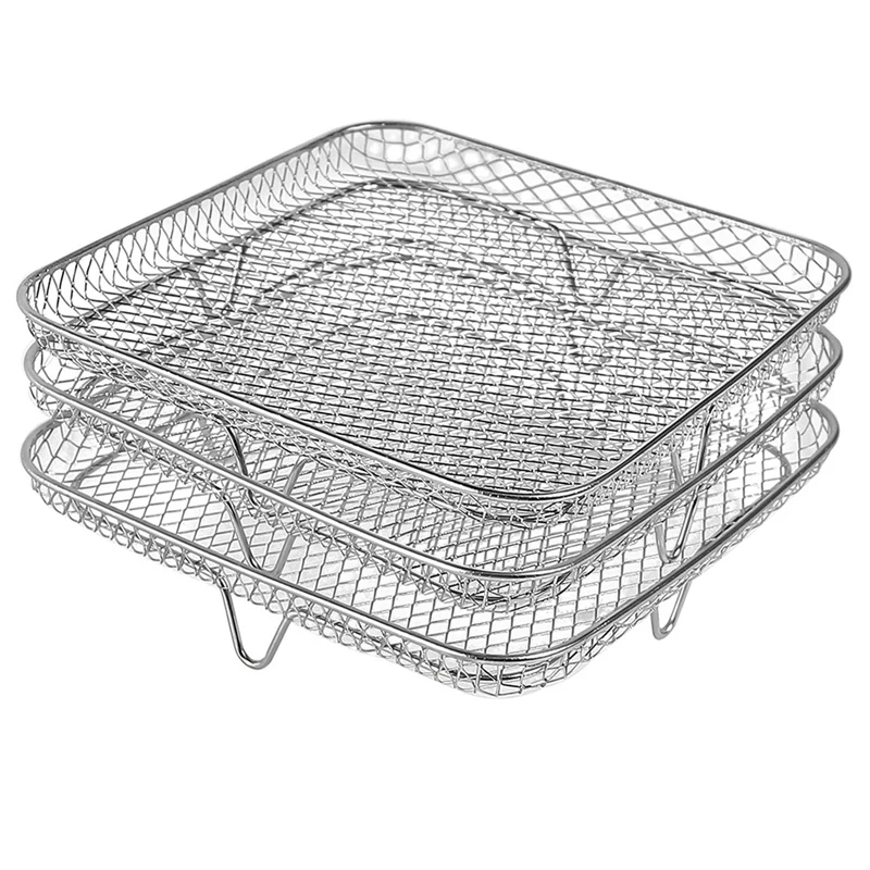 8 Inch Air Fryer Rack For Instant Vortex Air Fryer,,COSORI Air Fryer,Square Three Stackable Dehydrator Racks 
8 Inch Air Fryer Rack For Instant Vortex Air Fryer,,COSORI Air Fryer,Square Three Stackable Dehydrator Racks