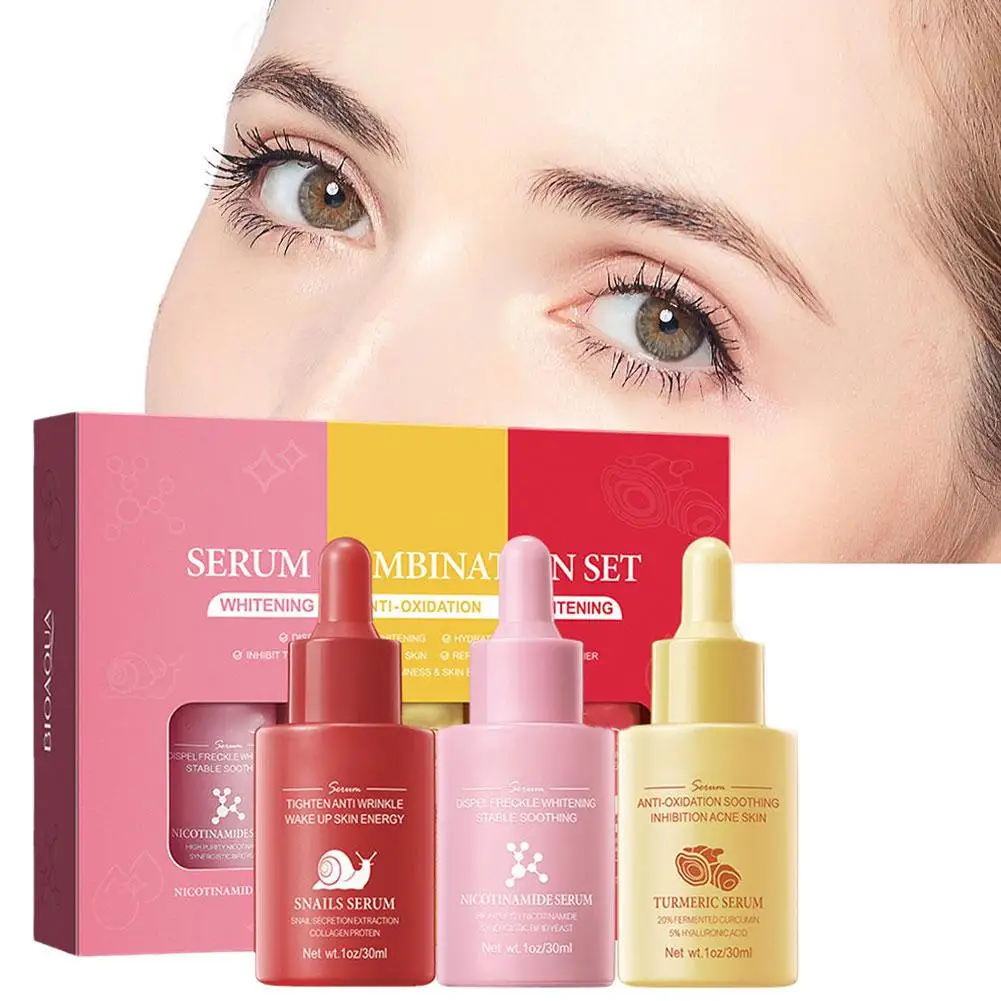 Facial Firming Serum Snail Turmeric Niacinamide Whitening Moisturizing Care 3pcs Serum Lines Fade Fine Skin Essence Anti-ag D8R0
Facial Firming Serum Snail Turmeric Niacinamide Whitening Moisturizing Care 3pcs Serum Lines Fade Fine Skin Essence Anti-ag D8R0