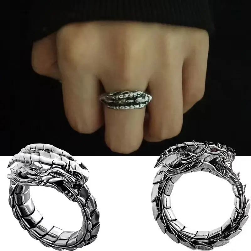Fashion Norse Mythology Ouroboros Ring Hip hop Punk style Opening Personality Unisex Ring Party Jewelry Gift Men's Ring Gift
Fashion Norse Mythology Ouroboros Ring Hip hop Punk style Opening Personality Unisex Ring Party Jewelry Gift Men's Ring Gift
