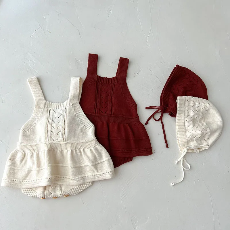 Infant Baby Girls Knitting Sleeveless Solid Color Jumpsuit+Hat Toddler Baby Girl Knitting Romper Autumn Spring Baby Girl Clothes
Infant Baby Girls Knitting Sleeveless Solid Color Jumpsuit+Hat Toddler Baby Girl Knitting Romper Autumn Spring Baby Girl Clothes