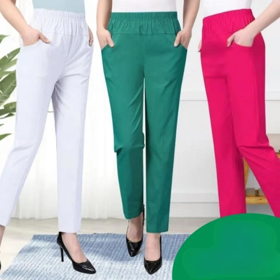 2023 Women Spring Summer Casual Solid Pocket Lady Ankle-length Pants Female Cotton Linen Elastic Waist Soft Harem Trousers Q250
2023 Women Spring Summer Casual Solid Pocket Lady Ankle-length Pants Female Cotton Linen Elastic Waist Soft Harem Trousers Q250