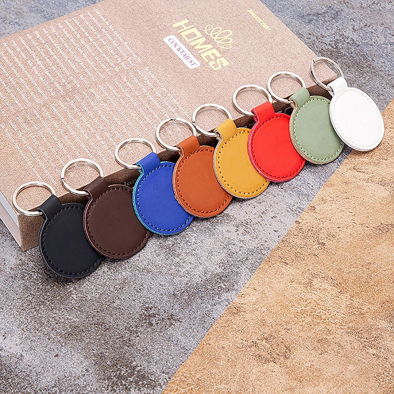 

Minimalist Fashion PU Leather Round Wristlet Keychain For Women Vintage Key Covers House Keys Waist Strap Keyholder Gift
