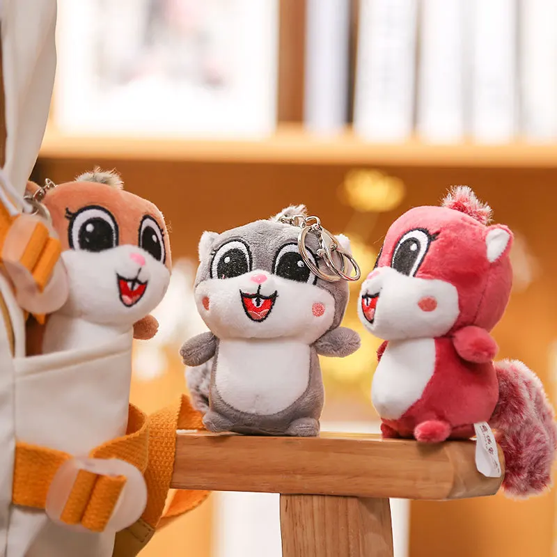 

Cute Creative Cartoon Squirrel Pendant Very Lovely Plush High Quality Keychain Soothing Doll Bag Pendant Christmase Funny Gift