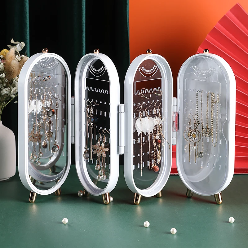 Space Saving Jewelry Storage Box Household Earrings Necklace Display Stand Luxury Retro Screen Makeup Mirror Organizer Case
Space Saving Jewelry Storage Box Household Earrings Necklace Display Stand Luxury Retro Screen Makeup Mirror Organizer Case