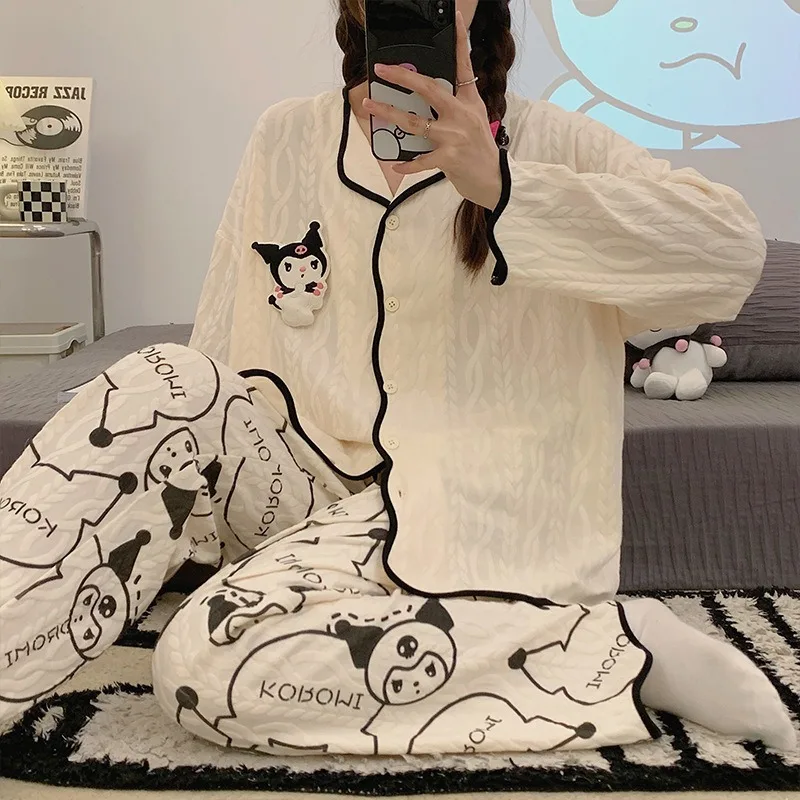 Kawaii Sanrio Kuromi Pajamas My Melody Pachacco Cartoon Cute Autumn Long Sleeved Cardigan Womens Nightwear Pajama Set Gift
Kawaii Sanrio Kuromi Pajamas My Melody Pachacco Cartoon Cute Autumn Long Sleeved Cardigan Womens Nightwear Pajama Set Gift