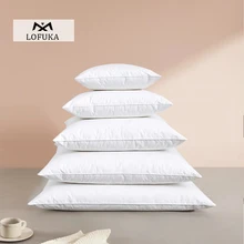 Lofuka 1 Pcs 100% Goose Feather Pillows Bed Pillow For Sleeping Neck Protection Pillow Core Slow Rebound 100% Cotton Cover