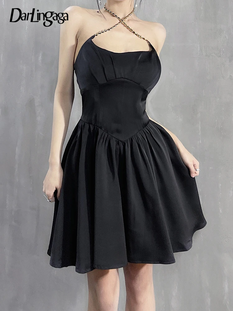 Darlingaga Fashion Chic Halter Corset Black Dress Summer Backless Club Party Sexy Outfits Gothic Pleated Dress Female Sundress
Darlingaga Fashion Chic Halter Corset Black Dress Summer Backless Club Party Sexy Outfits Gothic Pleated Dress Female Sundress