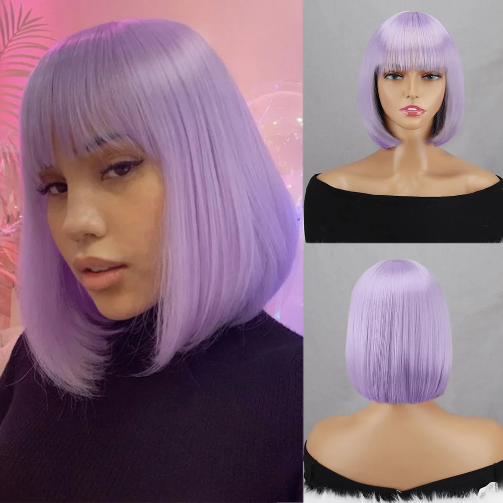 Short Bob Wigs With Bangs for Women Synthetic Wig Purple Lolita Cosplay Party Natural Hair Red Pink Black Heat Resistant Fiber
Short Bob Wigs With Bangs for Women Synthetic Wig Purple Lolita Cosplay Party Natural Hair Red Pink Black Heat Resistant Fiber