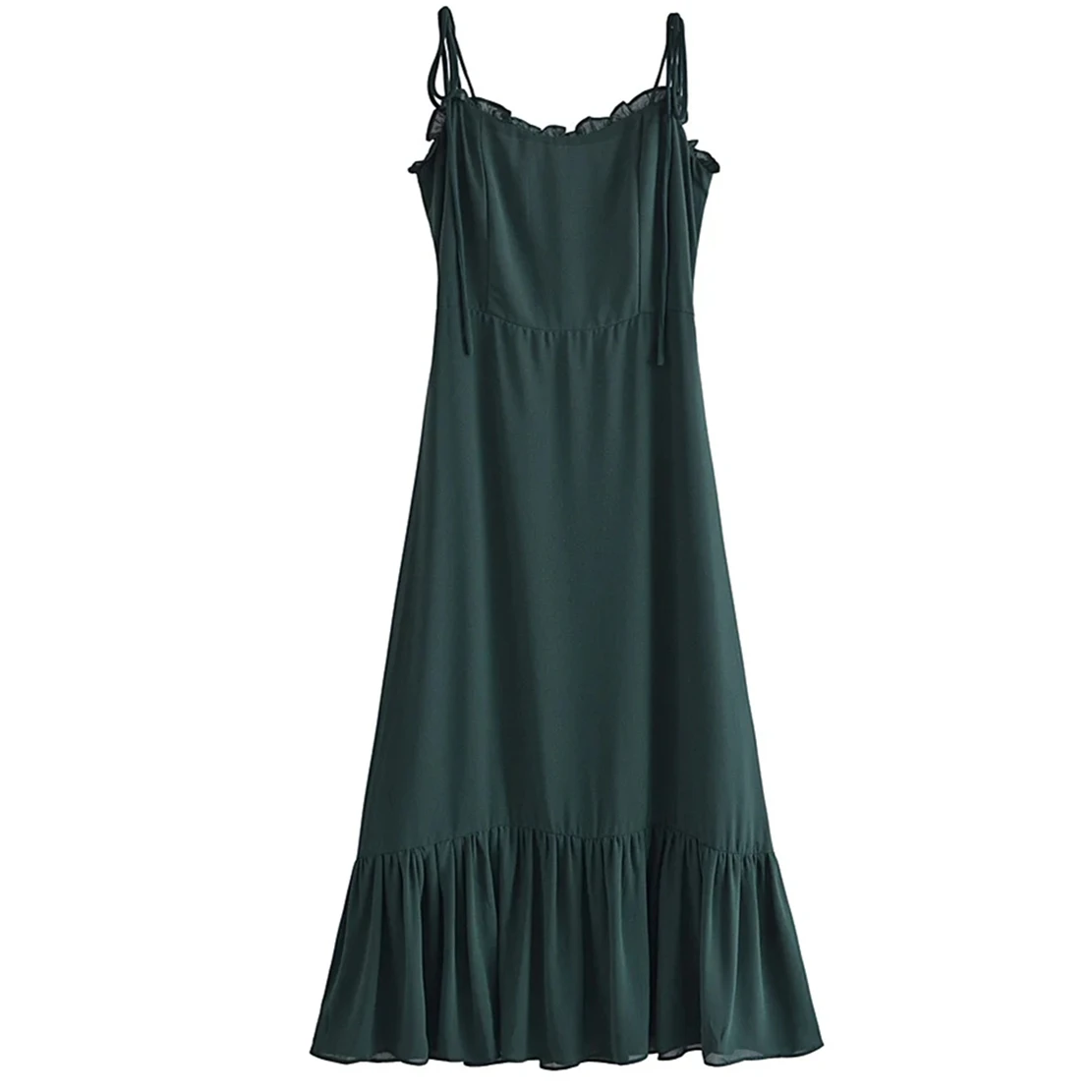 Withered 2023 Summer French Style Fashion Elegant Chiffon Suspender Dress Cascading Dark Green Party Maxi Dress Women
Withered 2023 Summer French Style Fashion Elegant Chiffon Suspender Dress Cascading Dark Green Party Maxi Dress Women