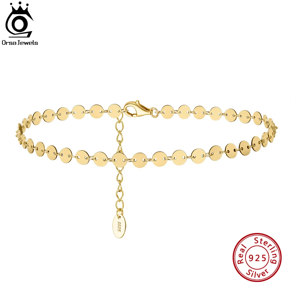 ORSA JEWELS 925 Sterling Silver 4mm Round Plate Chain Anklet 14K Gold Plated Simple Jewelry for Women Birthday Gift SA25
ORSA JEWELS 925 Sterling Silver 4mm Round Plate Chain Anklet 14K Gold Plated Simple Jewelry for Women Birthday Gift SA25