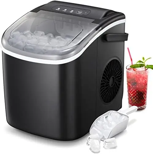 Countertop Ice Maker Machine, Portable Ice Makers with Handle, Mackes up to 26LBS/24H, 9 Cubes in 6 mins,Self -Cleaning Ice Ma
Countertop Ice Maker Machine, Portable Ice Makers with Handle, Mackes up to 26LBS/24H, 9 Cubes in 6 mins,Self -Cleaning Ice Ma