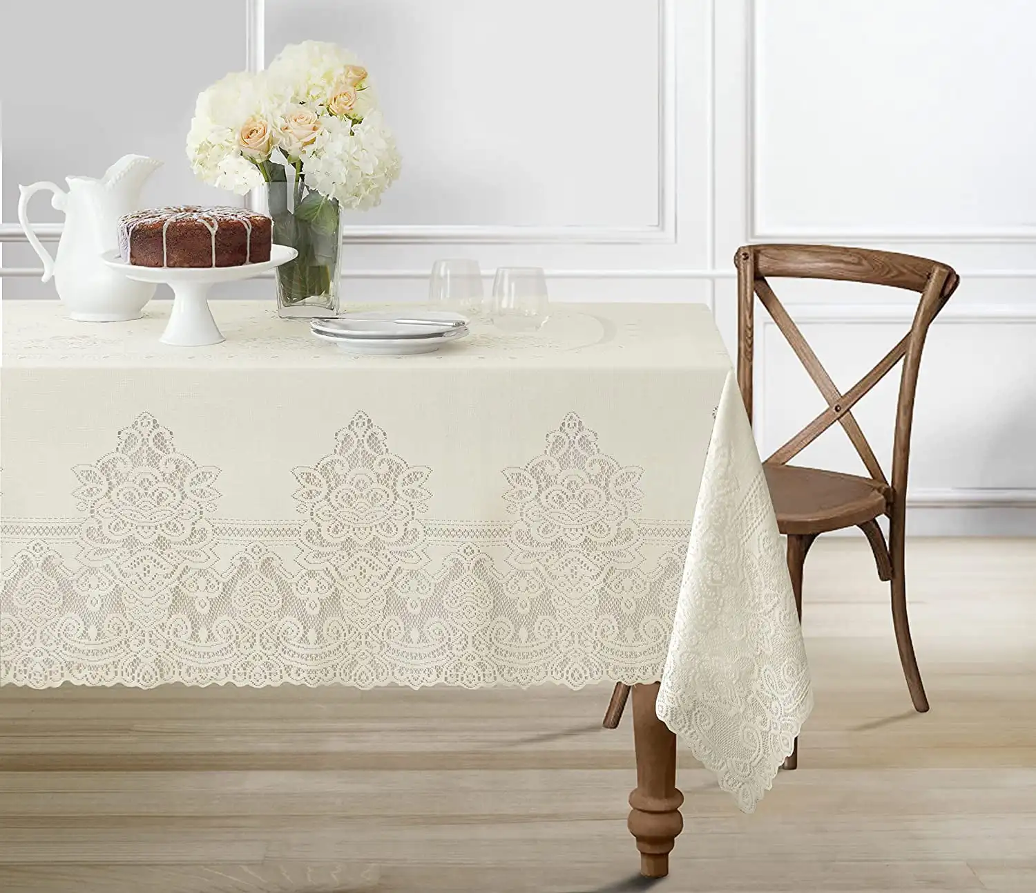 Allison Victorian Heirloom Lace Fabric Tablecloth, Vintage Scalloped Polyester Lace Tablecloth, 60 Inch x 102 Inch Oblong/Rectan
Allison Victorian Heirloom Lace Fabric Tablecloth, Vintage Scalloped Polyester Lace Tablecloth, 60 Inch x 102 Inch Oblong/Rectan