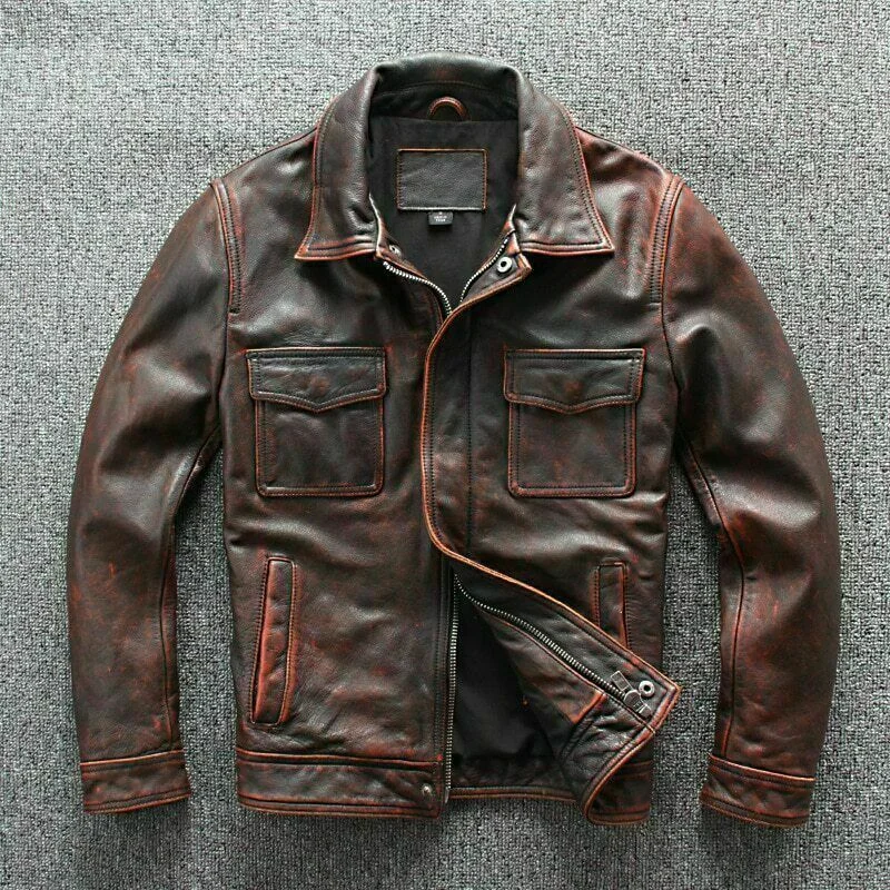 Mens Leather Jacket Brown Real Genuine Leather Biker Cafe Racer Vintage Distress
Mens Leather Jacket Brown Real Genuine Leather Biker Cafe Racer Vintage Distress