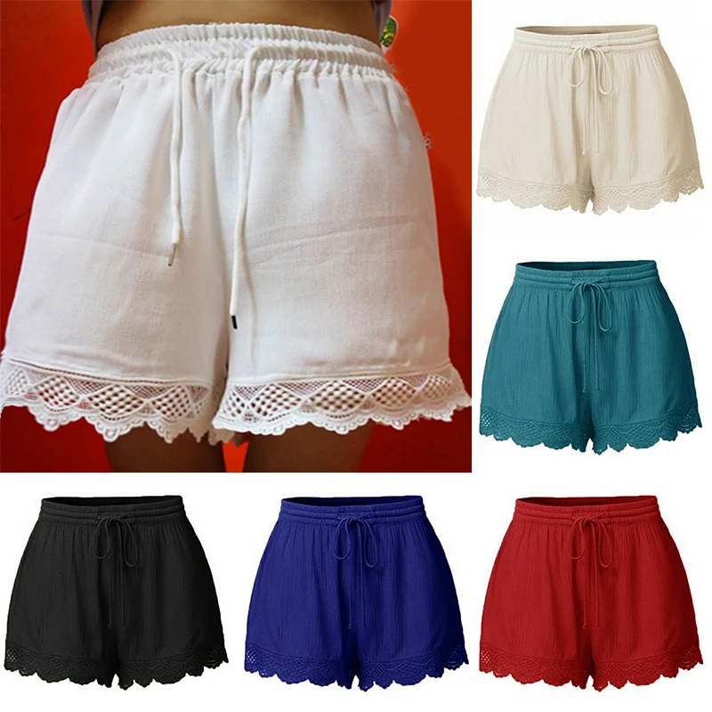 Summer Women Beach Lace Bottoms Elastic Solid Color Short Pants Leggings Hot Pants Shorts Side Waist Drawstring Clothes
Summer Women Beach Lace Bottoms Elastic Solid Color Short Pants Leggings Hot Pants Shorts Side Waist Drawstring Clothes