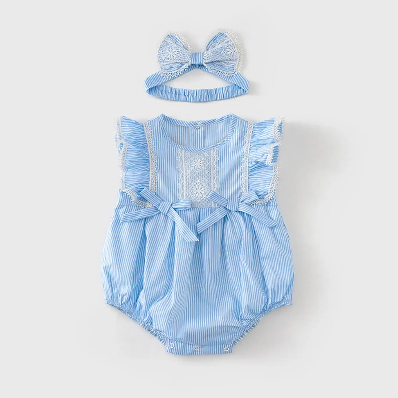 Japan Style Toddler Baby Ruffle Striped Jumpsuit +Bow Headband Set for Princess Girls Clothing Summer Newborn Sleeveless Romper 
Japan Style Toddler Baby Ruffle Striped Jumpsuit +Bow Headband Set for Princess Girls Clothing Summer Newborn Sleeveless Romper