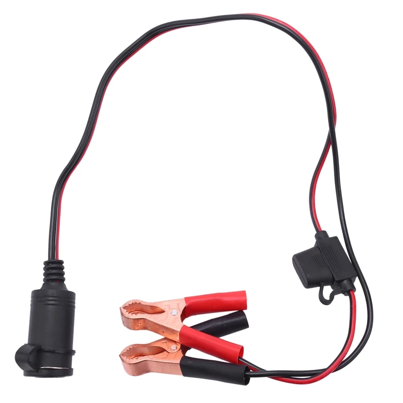 

2FT 12V 24V Car Cigarette Lighter Socket Female Adapter 10A Alligator Clips Car Battery Clip-on Extension Cord