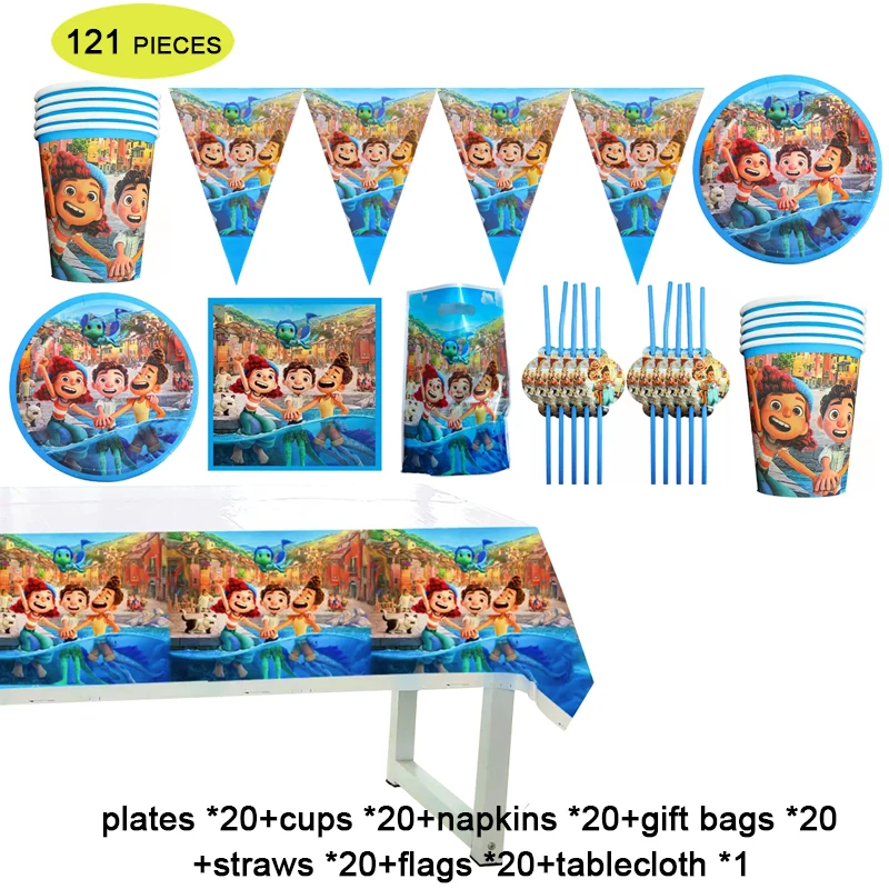Luca Pixar Theme Party Decoration Supplies Tablecloth Luca Birthday Decoration Disposable Tableware Sets For Kids Gifts Package
Luca Pixar Theme Party Decoration Supplies Tablecloth Luca Birthday Decoration Disposable Tableware Sets For Kids Gifts Package