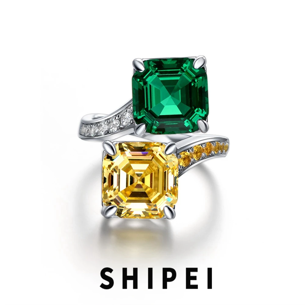 SHIPEI Luxury 925 Sterling Silver Asscher Cut 5CT Emerald Citrine Gemstone Open Ring Wedding Engagement Fine Jewelry for Women
SHIPEI Luxury 925 Sterling Silver Asscher Cut 5CT Emerald Citrine Gemstone Open Ring Wedding Engagement Fine Jewelry for Women