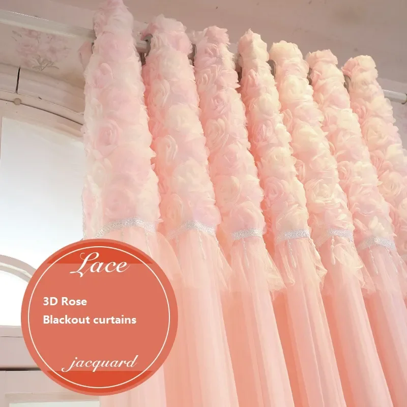NEW Pastoral Korean Creative Pink Lace 3D Rose Curtains Princess Style Double Layer Blackout Curtain for Girl's Bedroom Livi
NEW Pastoral Korean Creative Pink Lace 3D Rose Curtains Princess Style Double Layer Blackout Curtain for Girl's Bedroom Livi