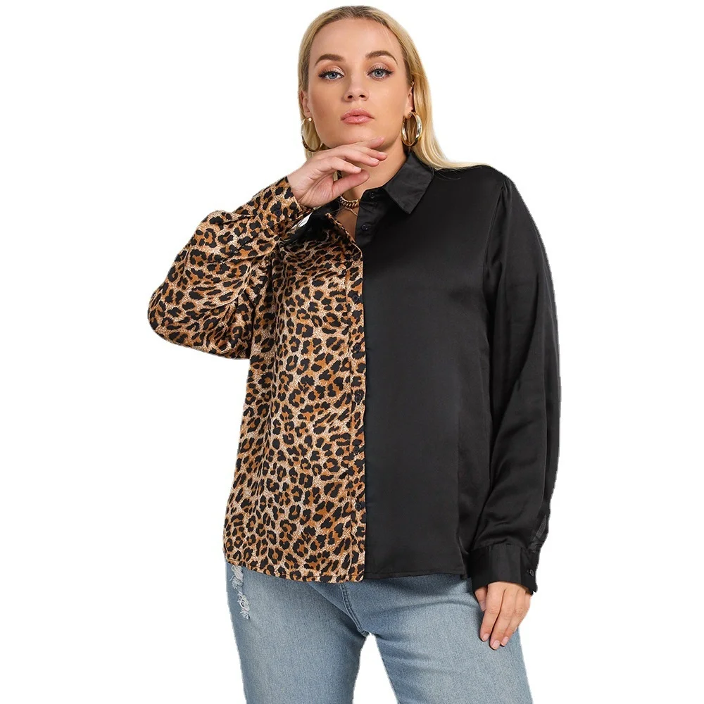 Plus size Autumn hot selling leopard print Lapel Street trendsetter single row Button Shirt Large women's wear
Plus size Autumn hot selling leopard print Lapel Street trendsetter single row Button Shirt Large women's wear