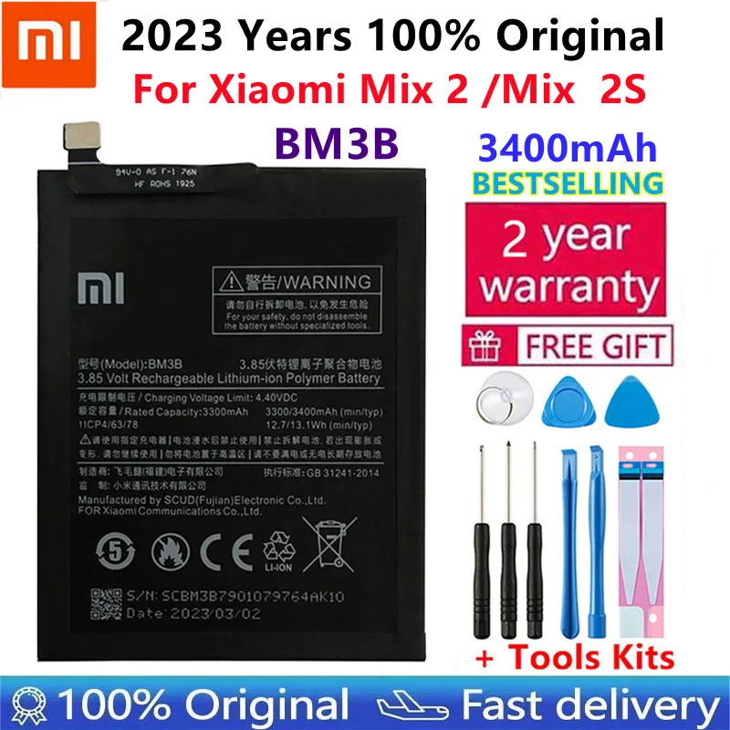 

100% Original Xiao Mi Original Replacement Battery BM3B For Xiaomi MIX 2 2S 3400mAh High Capacity Phone Batteries Free Tools