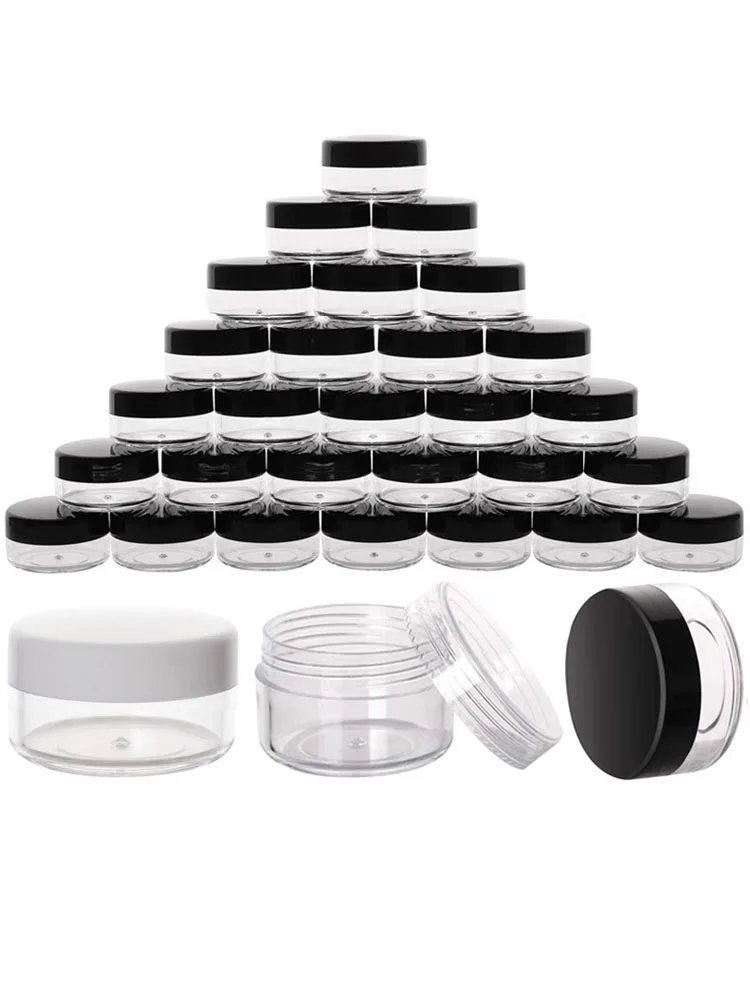 

50pcs 3g/5g/10g/15g/20g Empty Plastic Cosmetic Makeup Jar Pots Transparent Sample Bottles Eyeshadow Cream Lip Balm Container