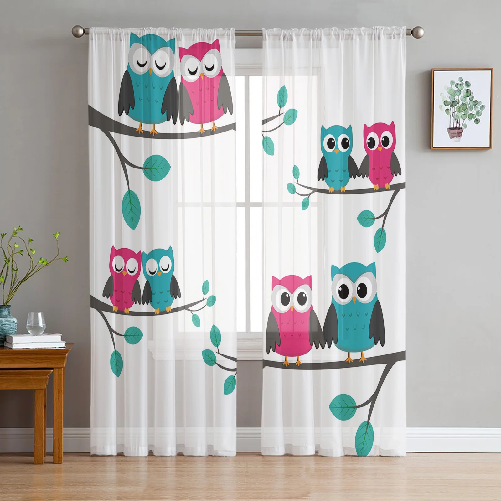 Cartoon Owl Branch Cute Sheer Curtains for Living Room Voile Curtain Bedroom Bathroom Tulle Curtains Window Drapes
Cartoon Owl Branch Cute Sheer Curtains for Living Room Voile Curtain Bedroom Bathroom Tulle Curtains Window Drapes