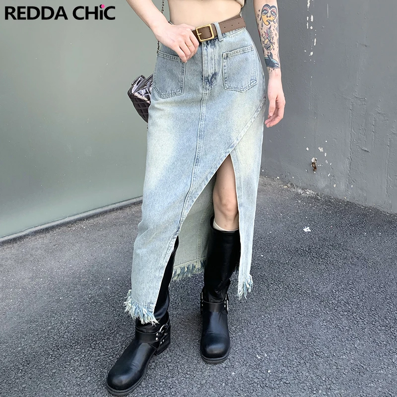 Юбка ReddaChic женская джинсовая средней длины, миди-юбка с потертостями, с завышенной талией, а-силуэт, Асимметричные Длинные Джинсовые штаны с открытыми штанинами, лето
Юбка ReddaChic женская джинсовая средней длины, миди-юбка с потертостями, с завышенной талией, а-силуэт, Асимметричные Длинные Джинсовые штаны с открытыми штанинами, лето
