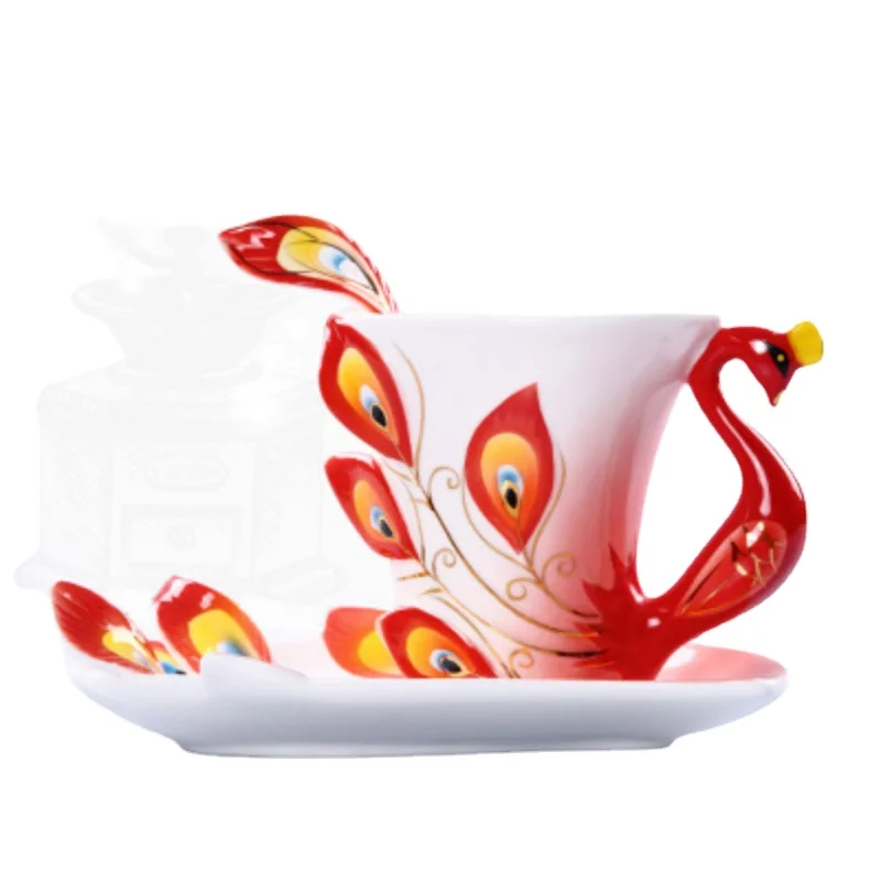 Creative 3D Hand Crafted Porcelain Enamel Peacock Coffee Cup Set with Saucer and Spoon Present Ceramic Tea Water Cup Dish Gift
Creative 3D Hand Crafted Porcelain Enamel Peacock Coffee Cup Set with Saucer and Spoon Present Ceramic Tea Water Cup Dish Gift