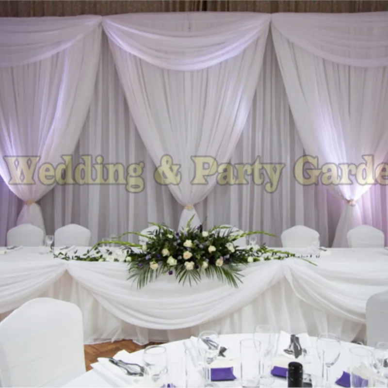 

Romantic 3m*6m Luxury White Wedding Backdrop With Beatiful Swag Wedding Drapery And Curtain Decoration