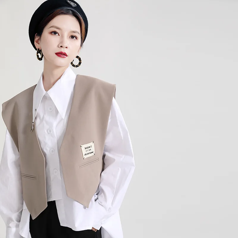 2023 clothes new embroidery letter stick cloth bright line streamer ultra short V-neck triangle label suit vest female summer
2023 clothes new embroidery letter stick cloth bright line streamer ultra short V-neck triangle label suit vest female summer