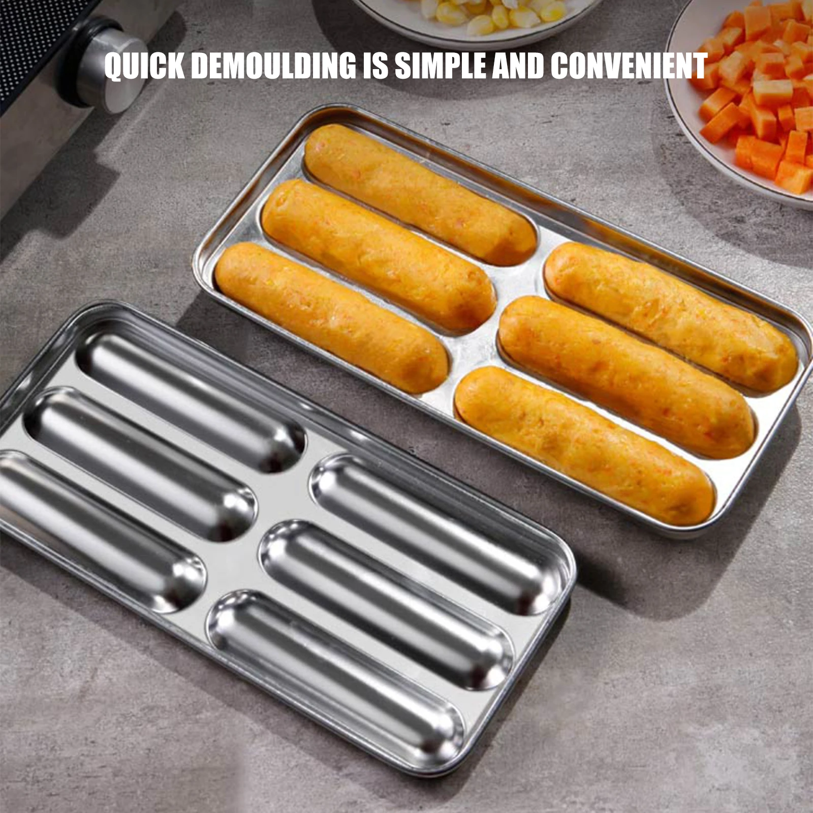 Hot Dog Mold Stainless Steel Food Grade Material Hot Dog Baking Tray Easy to Clean Hot Dog Pan for Home Kitchen Restaurant Party
Hot Dog Mold Stainless Steel Food Grade Material Hot Dog Baking Tray Easy to Clean Hot Dog Pan for Home Kitchen Restaurant Party