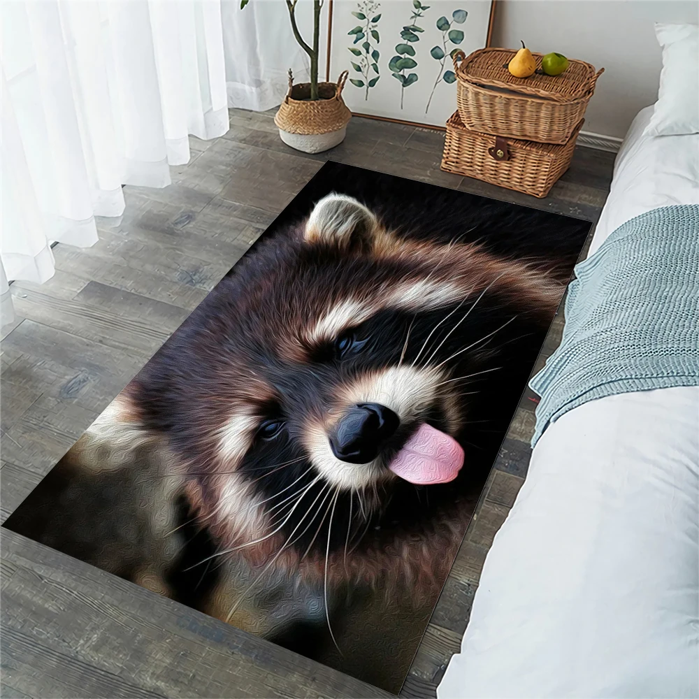 

CLOOCL Funny Animal Floor Mats Cute Raccoon Carpets for Living Room Bedroom Area Rug Flannel Anti Slip Kitchen Mat Home Deco