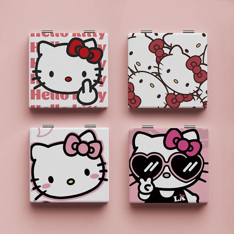 

Зеркало для туалетного столика Sanrio Hello Kitty, мультяшное милое сердце для девушек, студенческое портативное складное зеркало для туалетного столика, милый подарок для девушки