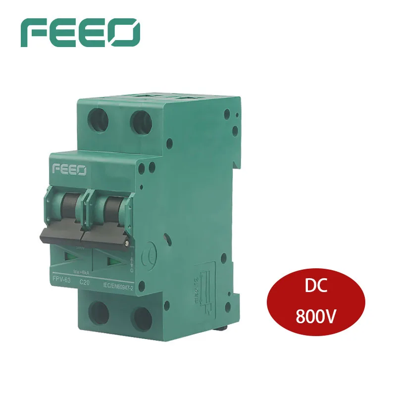 FEEO FPV-63 2P 800VDC 6A 10A 16A 20A 25A 32A 40A 50A 63A DC MCB Solar Mini Circuit Breaker PV Switch for Solar Protection System
FEEO FPV-63 2P 800VDC 6A 10A 16A 20A 25A 32A 40A 50A 63A DC MCB Solar Mini Circuit Breaker PV Switch for Solar Protection System