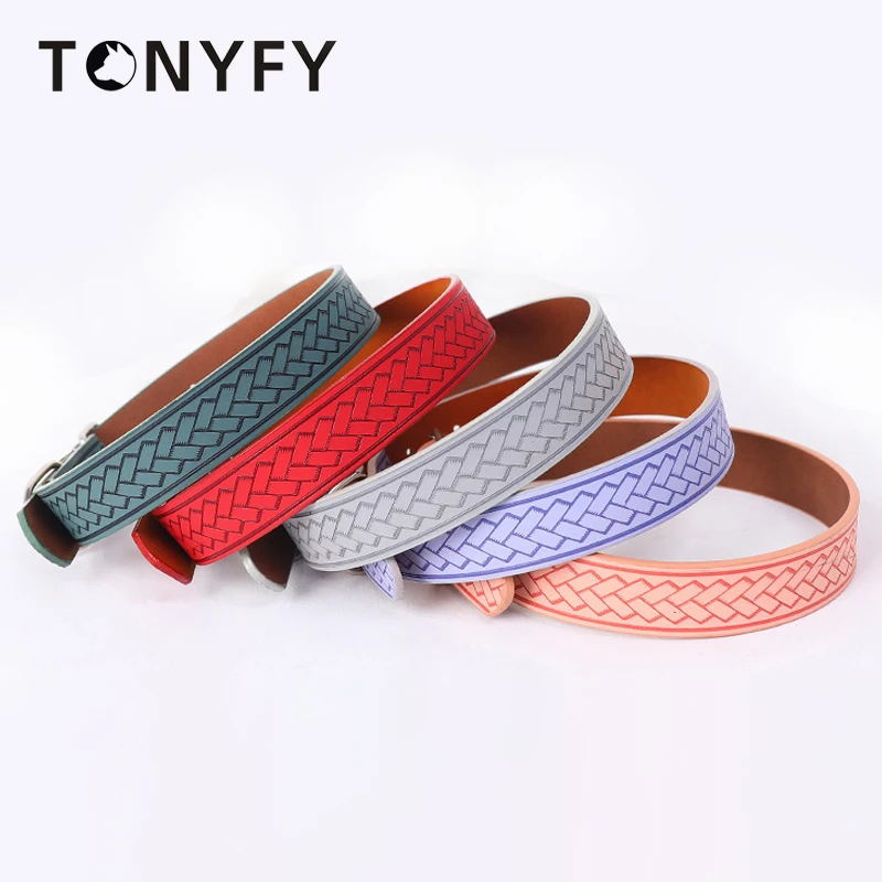 Soft Leather Adjustable Dog Collar Stripe Color for Small Medium Large Dogs Walking Safe Anti-lost Puppy Cats Collar Supplies
Soft Leather Adjustable Dog Collar Stripe Color for Small Medium Large Dogs Walking Safe Anti-lost Puppy Cats Collar Supplies