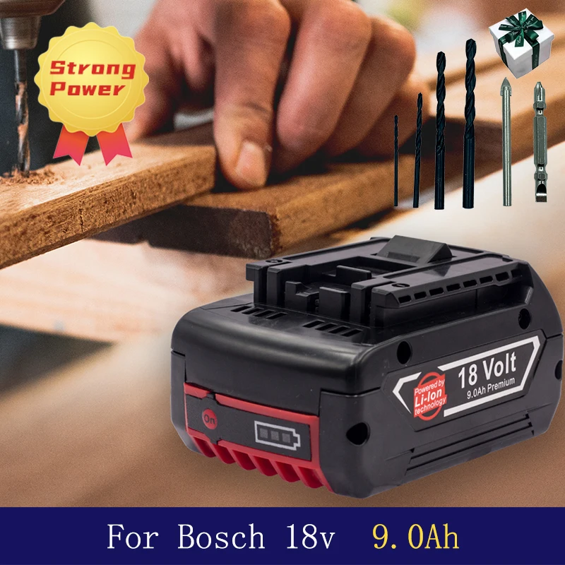 Rechargeable Li-ion Battery 18V Battery 9.0Ah for Bosch Electric Drill BAT609, BAT609G, BAT618, BAT618G, BAT614 + Charger
Rechargeable Li-ion Battery 18V Battery 9.0Ah for Bosch Electric Drill BAT609, BAT609G, BAT618, BAT618G, BAT614 + Charger