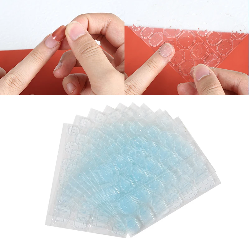 

24/240Pcs Solid Blue Glue DIY Nail Tips Double Sided Self Adhesive Stickers Jelly Waterproof False Art Extension Fake Nail Glue