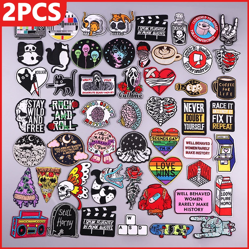 2PCS Punk Embroidered Patches On Clothes Cartoon Animal Iron On Patches For Clothing Stickers Rock Skull Patch For Clothes Badge
2PCS Punk Embroidered Patches On Clothes Cartoon Animal Iron On Patches For Clothing Stickers Rock Skull Patch For Clothes Badge