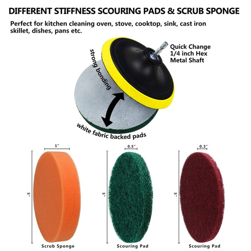 6Pcs Electric Scrubber Brush Drill Power Scrub Pads Sandpaper Cleaning Brushes for Bathroom Carpet Glass Car Wheel Tires R2LC
6Pcs Electric Scrubber Brush Drill Power Scrub Pads Sandpaper Cleaning Brushes for Bathroom Carpet Glass Car Wheel Tires R2LC