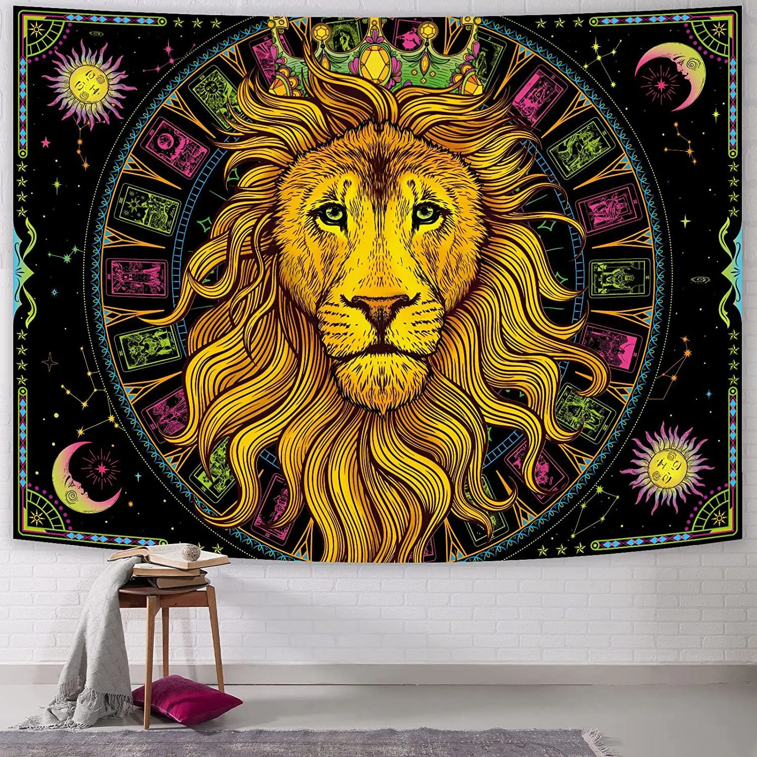 Black Light Tapestry UV Reactive Lion Psychedelic Tapestry Hippie Colorful Tapestry Bohemian Aesthetic Art Room Decoration
Black Light Tapestry UV Reactive Lion Psychedelic Tapestry Hippie Colorful Tapestry Bohemian Aesthetic Art Room Decoration