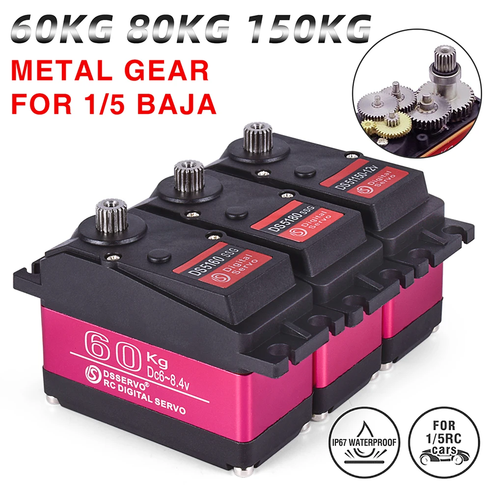 RC Steering Servo 150kg 80kg 60kg High Torque Servo Waterproof 1/5 1/6 8.4V Metal Digital Servo for Redcat HPI Baja 5B SS RC Car
RC Steering Servo 150kg 80kg 60kg High Torque Servo Waterproof 1/5 1/6 8.4V Metal Digital Servo for Redcat HPI Baja 5B SS RC Car