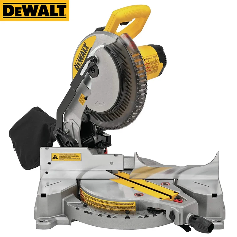 DEWALT DW713 торцовочная пила, промышленная алюминиевая машина, 10-дюймовая 15-амперная одинарная коническая композитная пила для резки дерева и а...