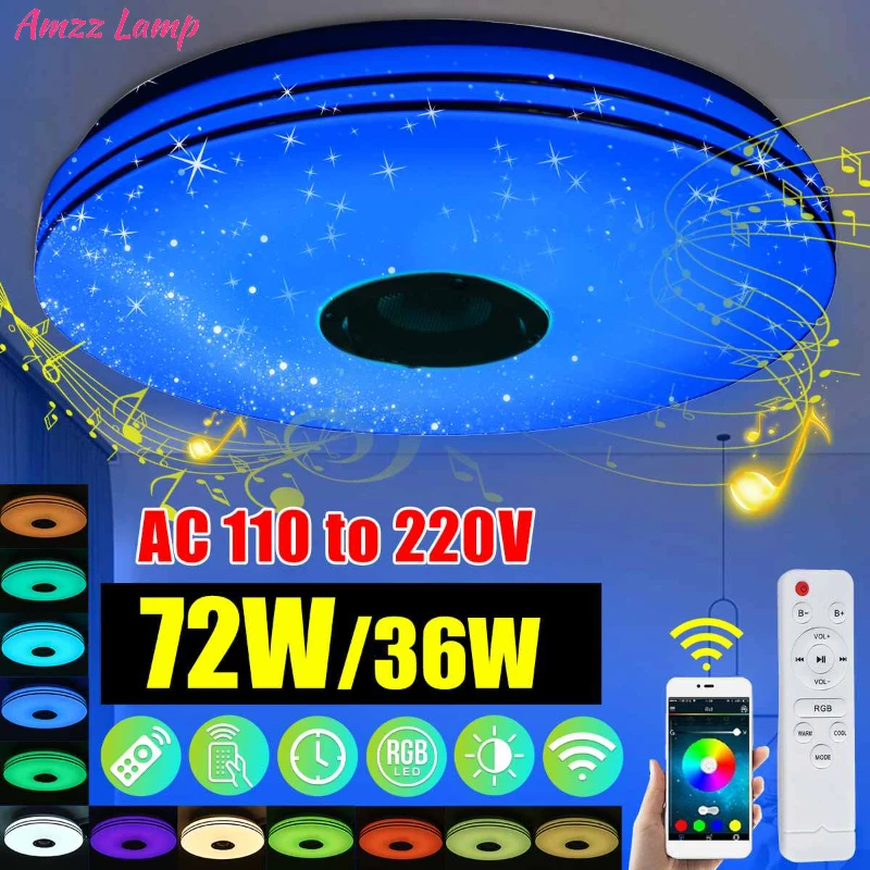 LED Ceiling Lights Modern Home Lighting RGB 36W 72W APP Bluetooth Music Light Bedroom Lamps Smart Ceiling Lamp+Remote Control
LED Ceiling Lights Modern Home Lighting RGB 36W 72W APP Bluetooth Music Light Bedroom Lamps Smart Ceiling Lamp+Remote Control
