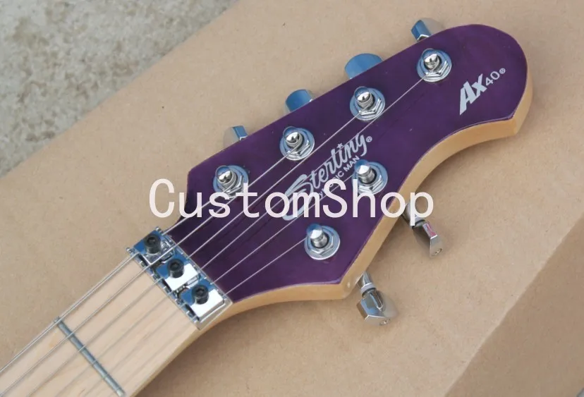 Music Man 6 Strings Erime Ball StingRay Purple Flame Maple Top Electric Guitar Maple Neck Back Cover In Stock 
Music Man 6 Strings Erime Ball StingRay Purple Flame Maple Top Electric Guitar Maple Neck Back Cover In Stock