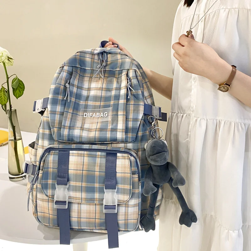 New Japanese Girl Plaid Backpack Fashion Waterproof Nylon Women Schoolbag Multi-pocket Travelling Bag for Ladies Cute Bookbag
New Japanese Girl Plaid Backpack Fashion Waterproof Nylon Women Schoolbag Multi-pocket Travelling Bag for Ladies Cute Bookbag