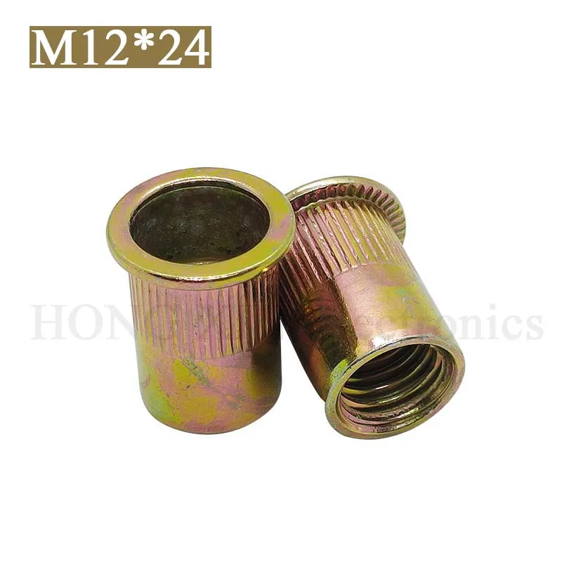Накатная гайка M12 * 24, из углеродистой стали, с плоской головкой, заклепки с резьбой вставкой
Накатная гайка M12 * 24, из углеродистой стали, с плоской головкой, заклепки с резьбой вставкой