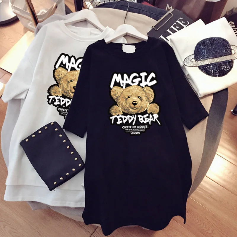 Fashion T-shirt Women Summer Bear Pattern Cartoon Printing Short-sleeved Loose Medium-length Large Size Half-sleeve T-shirt Top
Fashion T-shirt Women Summer Bear Pattern Cartoon Printing Short-sleeved Loose Medium-length Large Size Half-sleeve T-shirt Top