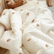 Korean Pure Cotton Baby Winter Quilt Bear Embroidery Kids Bedding Quilts Blanket Thicken Kindergarten Quilt Baby Comforter Duvet